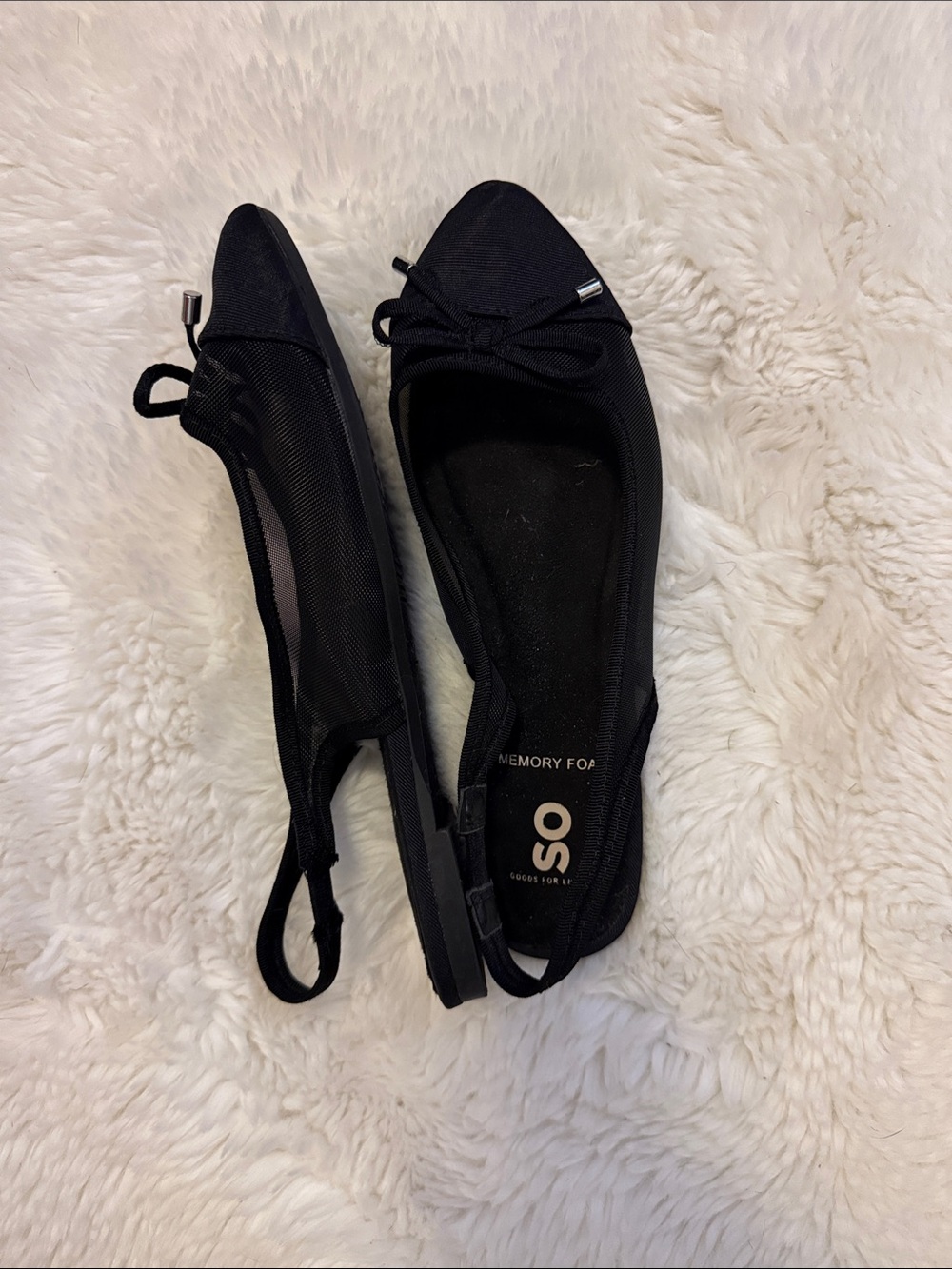 SO Black Slingback Memory Foam Ballet Flats